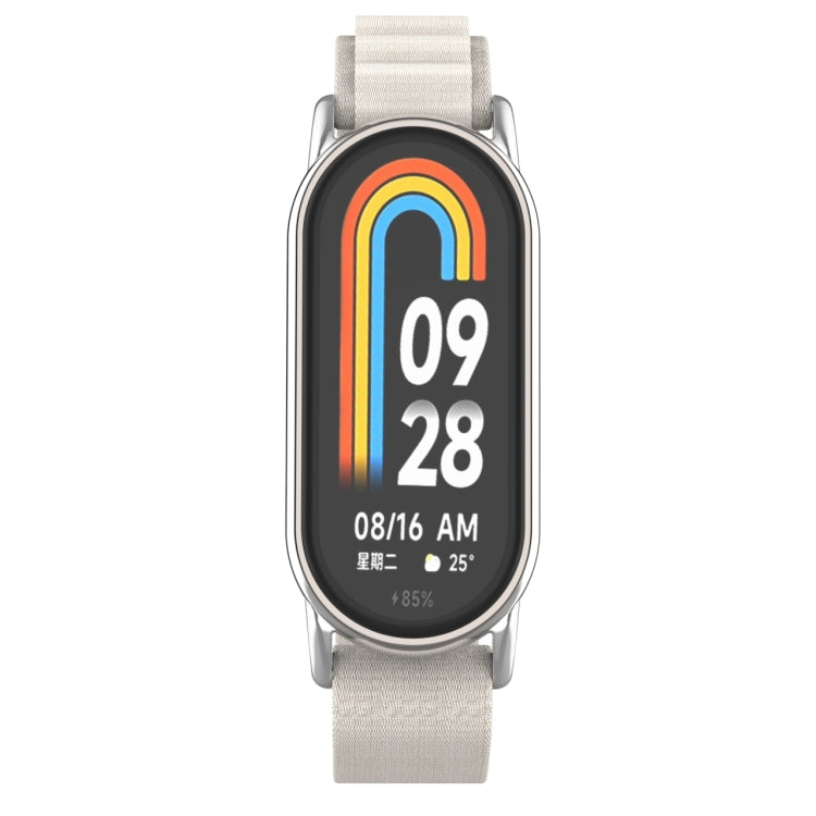 For Xiaomi Mi Band 8 Metal Plug Loop Nylon Watch Band(Silver+Starlight) - Watch Bands by PMC TechLife | Online Shopping South Africa | PMC TechLife