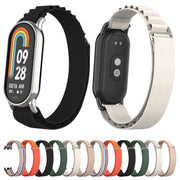 For Xiaomi Mi Band 8 Metal Plug Loop Nylon Watch Band(Black+Black)