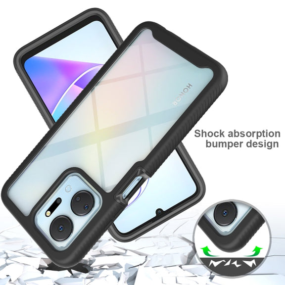 For Honor X8a Starry Sky Full Body Hybrid Shockproof Phone Case with PET Film(Purple)