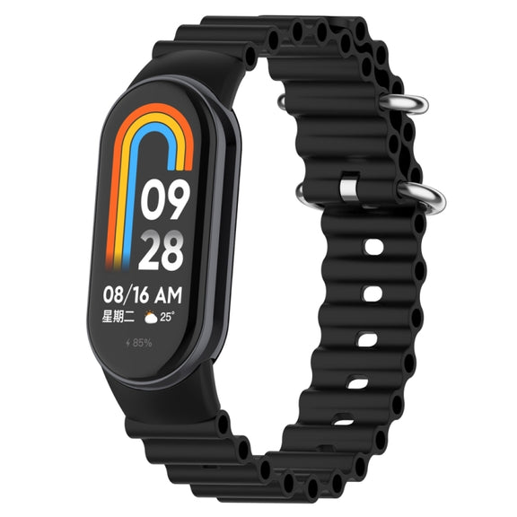 For Xiaomi Mi Band 8 Ocean Silicone Watch Band(Black)