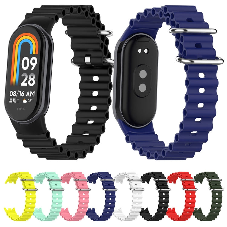 For Xiaomi Mi Band 8 Ocean Silicone Watch Band(White)