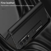 For Samsung Galaxy Z Fold4 GKK Integrated Fold Hinge Leather Phone Case with Holder(Black)