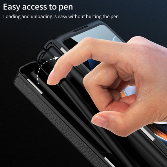 For Samsung Galaxy Z Fold4 GKK Integrated Fold Hinge Leather Phone Case with Holder(Black)
