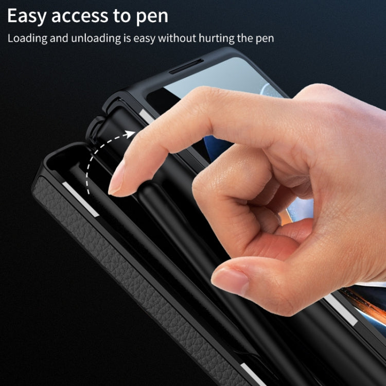 For Samsung Galaxy Z Fold4 GKK Integrated Fold Hinge Leather Phone Case with Holder(Black)