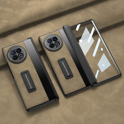 For vivo X Fold2 GKK Integrated Frosted Fold Hinge Leather Phone Case with Holder(Brown) - free shipping - PMC Jewellery - Order now!