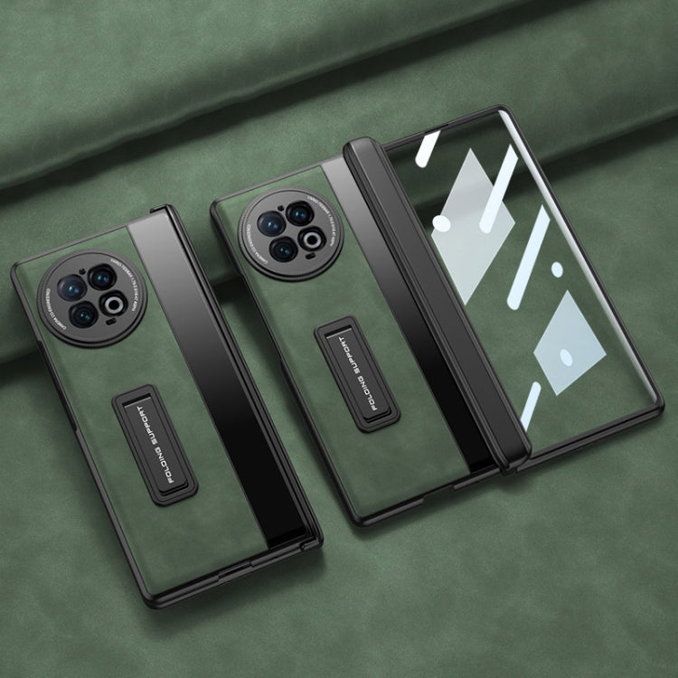 For vivo X Fold2 GKK Integrated Frosted Fold Hinge Leather Phone Case with Holder(Green) - vivo Cases by GKK | Online Shopping South Africa | PMC Jewellery | Buy Now Pay Later Mobicred