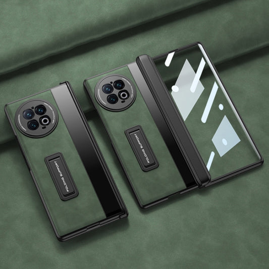 For vivo X Fold2 GKK Integrated Frosted Fold Hinge Leather Phone Case with Holder(Green) - vivo Cases by GKK | Online Shopping South Africa | PMC Jewellery | Buy Now Pay Later Mobicred