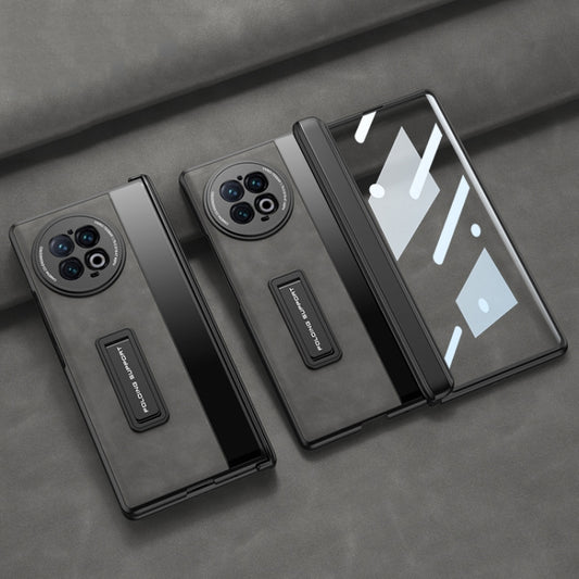 For vivo X Fold2 GKK Integrated Frosted Fold Hinge Leather Phone Case with Holder(Grey) - free shipping - PMC Jewellery - Order now!
