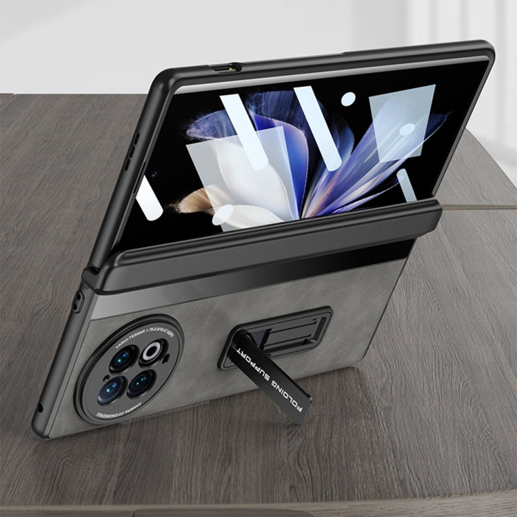 For vivo X Fold2 GKK Integrated Frosted Fold Hinge Leather Phone Case with Holder(Grey) - free shipping - PMC Jewellery - Order now!