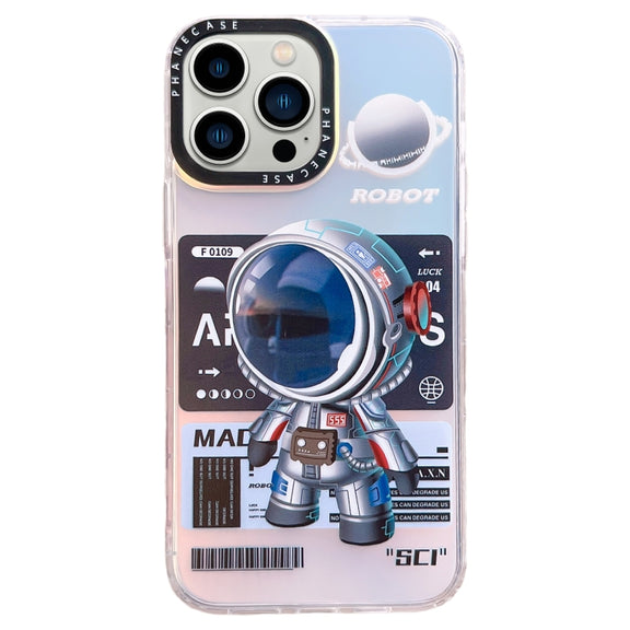 For iPhone 13 Pro Mechanical Astronaut Pattern TPU Phone Case(Blue)