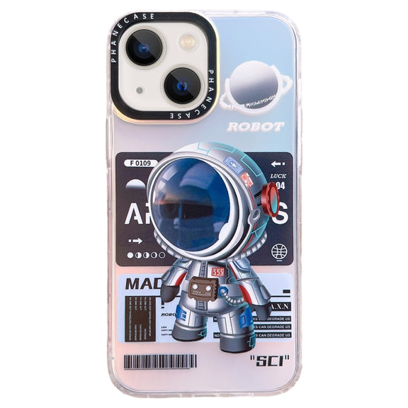 For iPhone 13 Mechanical Astronaut Pattern TPU Phone Case(Blue)