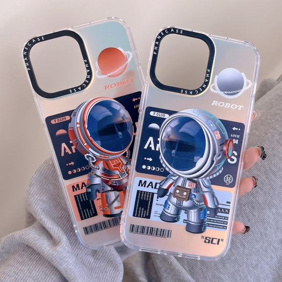 For iPhone XS / X Mechanical Astronaut Pattern TPU Phone Case(Blue)