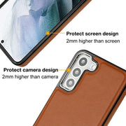 For Samsung Galaxy S22 5G Leather Texture Full Coverage Phone Case(Brown)