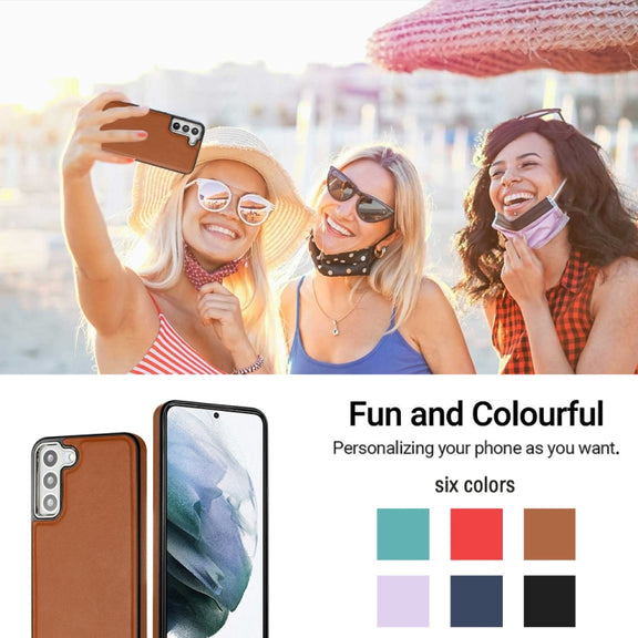 For Samsung Galaxy S22 5G Leather Texture Full Coverage Phone Case(Brown)