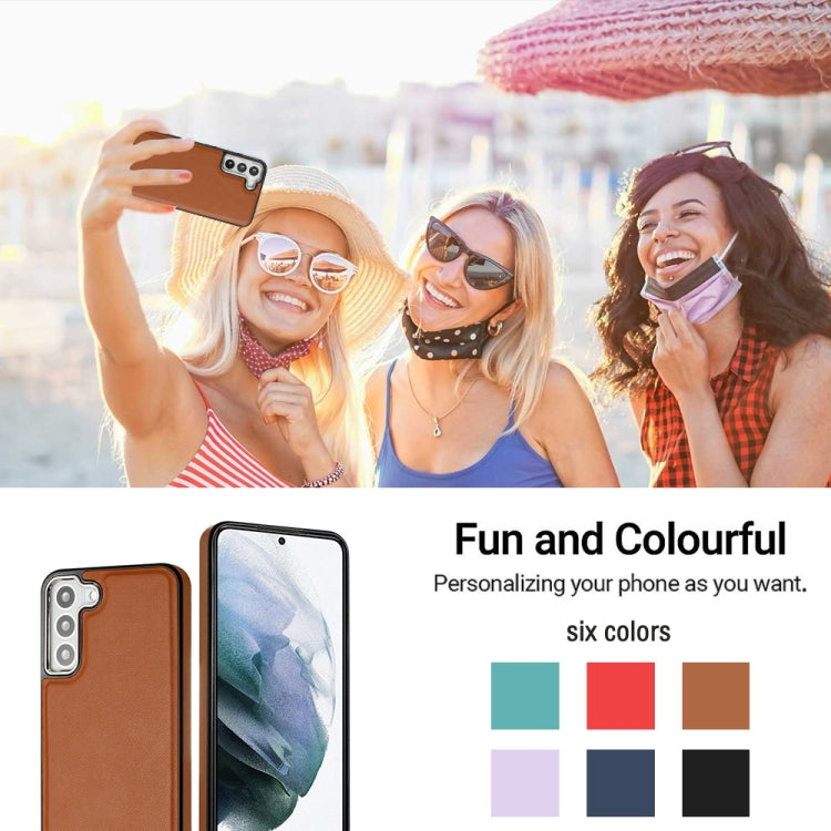 For Samsung Galaxy S22 5G Leather Texture Full Coverage Phone Case(Brown)