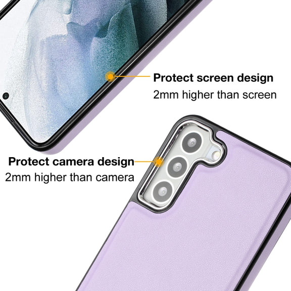 For Samsung Galaxy S22+ 5G Leather Texture Full Coverage Phone Case(Purple)