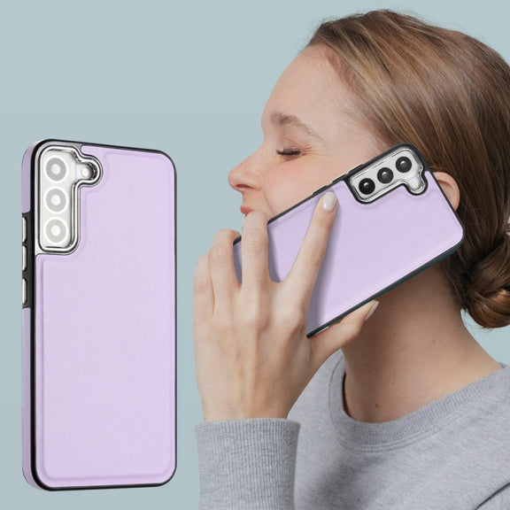 For Samsung Galaxy S22+ 5G Leather Texture Full Coverage Phone Case(Purple)