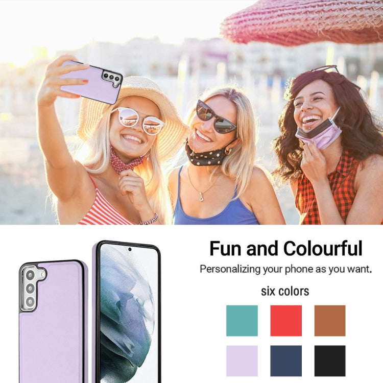 For Samsung Galaxy S22+ 5G Leather Texture Full Coverage Phone Case(Purple)