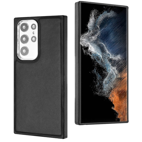 For Samsung Galaxy S22 Ultra 5G Leather Texture Full Coverage Phone Case(Black)