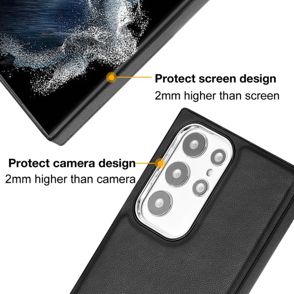 For Samsung Galaxy S22 Ultra 5G Leather Texture Full Coverage Phone Case(Black)