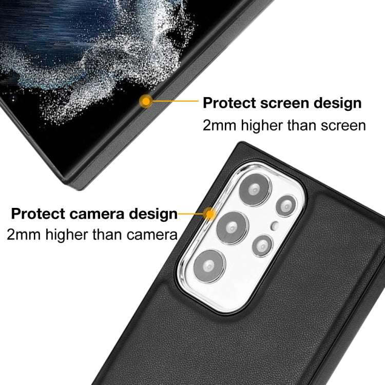 For Samsung Galaxy S22 Ultra 5G Leather Texture Full Coverage Phone Case(Black)