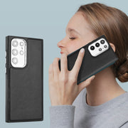 For Samsung Galaxy S22 Ultra 5G Leather Texture Full Coverage Phone Case(Black)