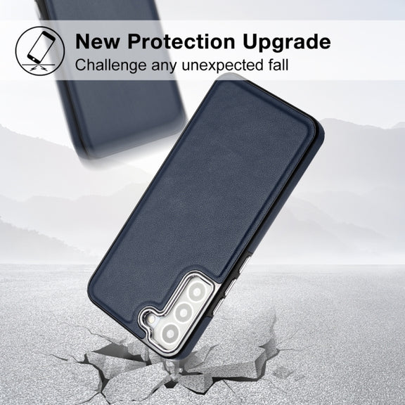 For Samsung Galaxy S23 Leather Texture Full Coverage Phone Case(Blue)