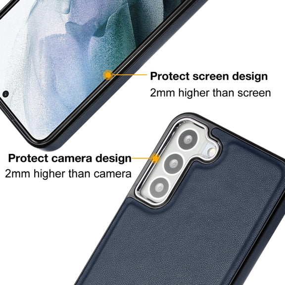 For Samsung Galaxy S23 Leather Texture Full Coverage Phone Case(Blue)