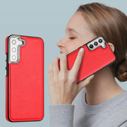 For Samsung Galaxy S23+ Leather Texture Full Coverage Phone Case(Red)