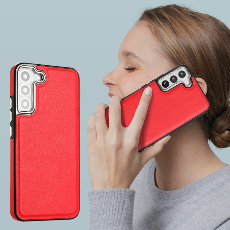 For Samsung Galaxy S23+ Leather Texture Full Coverage Phone Case(Red)