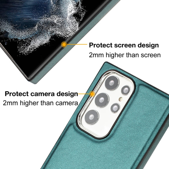 For Samsung Galaxy S23 Ultra Leather Texture Full Coverage Phone Case(Green)