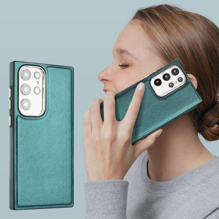 For Samsung Galaxy S23 Ultra Leather Texture Full Coverage Phone Case(Green)