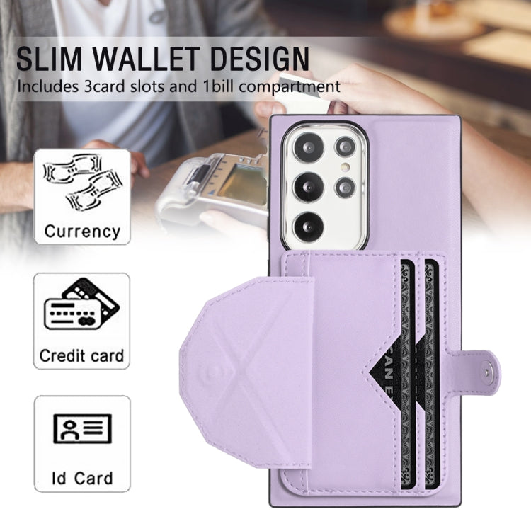 For Samsung Galaxy S23 Ultra Shockproof Leather Phone Case with Card Holder(Purple)