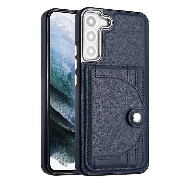 For Samsung Galaxy S23+ Shockproof Leather Phone Case with Card Holder(Blue)