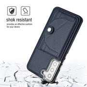 For Samsung Galaxy S23+ Shockproof Leather Phone Case with Card Holder(Blue)