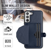 For Samsung Galaxy S23+ Shockproof Leather Phone Case with Card Holder(Blue)