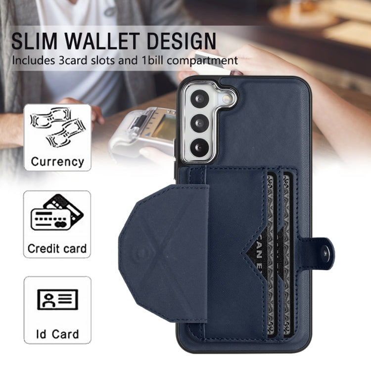 For Samsung Galaxy S23+ Shockproof Leather Phone Case with Card Holder(Blue)