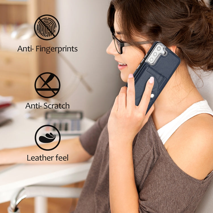For Samsung Galaxy S23+ Shockproof Leather Phone Case with Card Holder(Blue)
