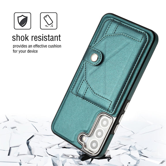 For Samsung Galaxy S23 Shockproof Leather Phone Case with Card Holder(Green)
