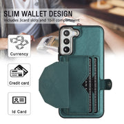For Samsung Galaxy S23 Shockproof Leather Phone Case with Card Holder(Green)