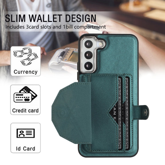For Samsung Galaxy S23 Shockproof Leather Phone Case with Card Holder(Green)