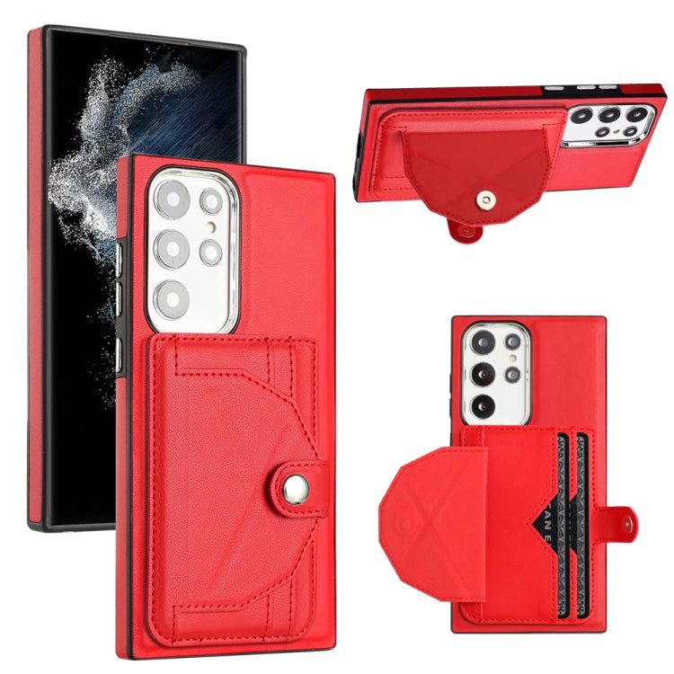 For Samsung Galaxy S22 Ultra 5G Shockproof Leather Phone Case with Card Holder(Red) - free shipping - PMC TechLife - Order now!
