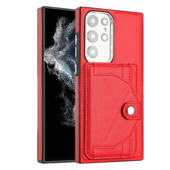 For Samsung Galaxy S22 Ultra 5G Shockproof Leather Phone Case with Card Holder(Red)