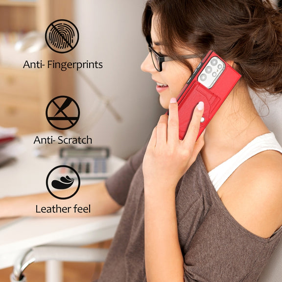 For Samsung Galaxy S22 Ultra 5G Shockproof Leather Phone Case with Card Holder(Red)