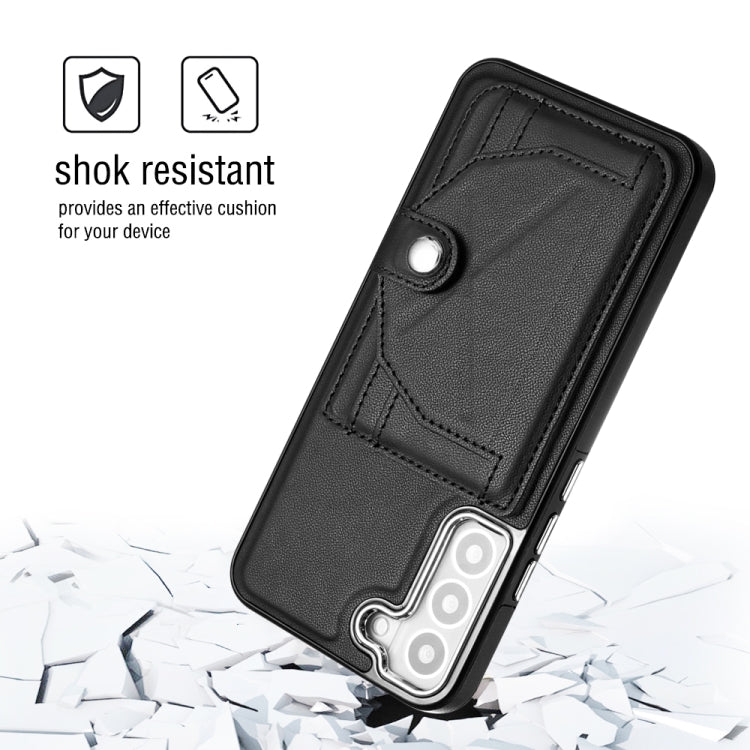 For Samsung Galaxy S22+ 5G Shockproof Leather Phone Case with Card Holder(Black) - free shipping - PMC TechLife - Order now!