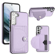 For Samsung Galaxy S22 5G Shockproof Leather Phone Case with Card Holder(Purple)