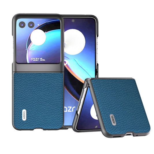 For Motorola Razr 40 Ultra ABEEL Genuine Leather Litchi Texture Phone Case(Blue) - free shipping - PMC Jewellery - Order now!