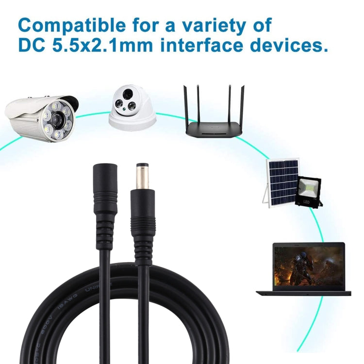 8A 5.5 x 2.1mm Female to Male DC Power Extension Cable(Black)