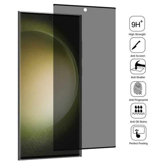 For Samsung Galaxy S23 Ultra 5G 25pcs Ultrathin 3D Curved Edge Privacy Tempered Glass Film, Support Unlock