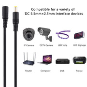 8A 5.5 x 2.5mm Female to Male DC Power Extension Cable, Cable Length:3m(Black)